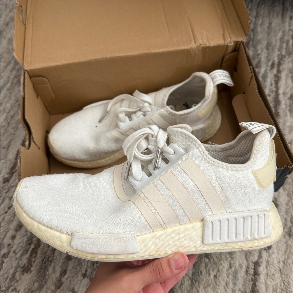 Adidas Kids Cream and White Sneakers